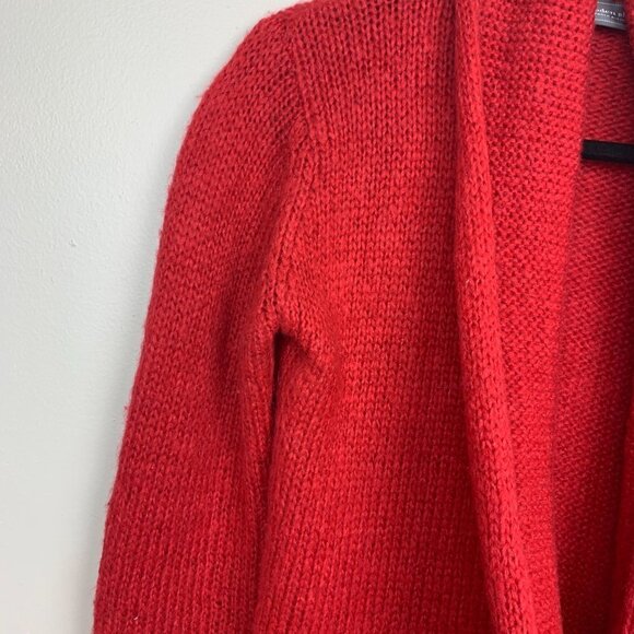Wooden Ships Red Open Front Cardigan Wool Blend - Picture 2 of 6